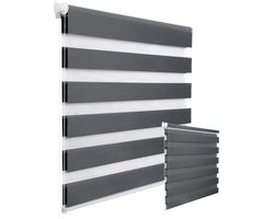 Dubbel rolgordijn met cassette, duo-rolgordijn / rolgordijn met zijtrek, transparante en ondoorzichtige strepen, inclusief alle bevestigingsonderdelen, zwart,80x165cm