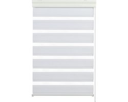 Dubbel rolgordijn met cassette, duo-rolgordijn / rolgordijn met zijtrek, transparante en ondoorzichtige strepen, inclusief alle bevestigingsonderdelen, Wit,70x165cm