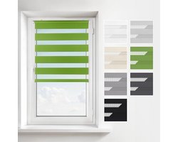 Dubbel Rolgordijn Zonder Boren - 30 cm Breed - 120 cm Hoog - Groen - Duo Rolgordijn voor Binnen