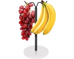 Dubbele Bananenhouder Staand met Stabiele Marmeren Basis - Fruitboom en Hanger voor Keukenblad