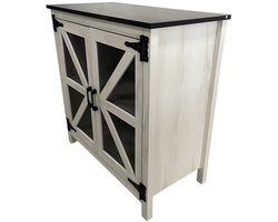 Dubbele Deur Opbergkast Wit MDF PB Melamine IJzeren Gaas Industrieel Stijl Woonkamer Slaapkamer Keuken 80x40x80cm