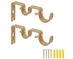 Dubbele gordijnhouders voor 2,5 cm en 5/8 inch gordijnroedes - Wandmontage voor woonkamer en slaapkamer - Goudkleurig