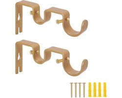 Dubbele gordijnhouders voor 2,5 cm en 5/8 inch gordijnroedes - Wandmontage voor woonkamer en slaapkamer - Goudkleurig
