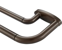 Dubbele Gordijnroeden - Verstelbare Stang - Raambekleding Ophangen - Verborgen Installatiebasis - 183 tot 366 cm - Donker Brons