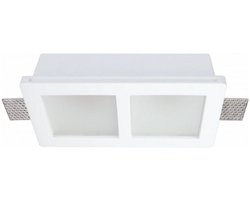 Dubbele GU10 LED vierkante spot houder Wit ø215mm + ondoorzichtige glazen - Plâtre - Wit - SILUMEN