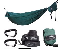 Dubbele Hangmat voor 2 Personen - Camping en Outdoor Reizen - Strandlaken en Zonnezeil - Set met Boomriemen en Karabijnhaak - Ultralicht Nylon - Green Diamond设计 - Tensity hangmat 2 person