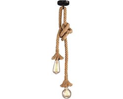 Dubbele Hennep Touw Hanglamp - Vintage Rope Lamp voor Café, Restaurant, Bar en meer (60 cm)