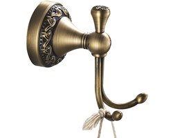 Dubbele Kapstok - Antiek Messing - Geschikt voor Badkamer en Keuken