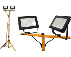 Dubbele LED Bouwlamp op statief | IP65 | 2x30W | 5500K - Daglicht wit