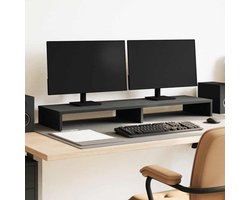 Dubbele Monitorstandaard voor Bureau in Zwart Eikenhout