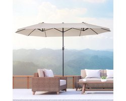 Dubbele parasol - Extra grote parasol - Met zwengel - 460 x 270 cm - Beige - Zonder Parasolvoet