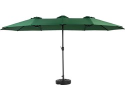 Dubbele Parasol - Grote Tuinparasol - Rechthoekige Parasol - Met Zwengel - Zonder Voet - Stalen Frame - Tuin en Terras - 450 cm - 1 Stuk - Donkergroen
