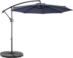 Dubbele Parasol - Rechthoekige Tuinparasol met Zwengel - Grote Zonwering voor Tuin en Terras - Waterafstotend Polyester - Stalen Frame - Marineblauw - Zonder Voet-460 x 270 cm