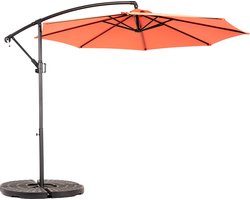 Dubbele Parasol ROLIPO - Rechthoekige Tuinparasol met Zwengel - Grote Zonwering voor Tuin en Terras - Waterafstotend Polyester - Stalen Frame - Oranje - Zonder Voet - 460 x 270 cm