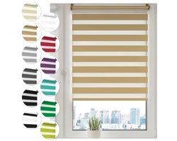 Dubbele Rolgordijn Klemfix Duo Rolgordijn Zonder Boren 30 cm x 100 cm Beige - Verwisselbare Voorkeursinstelling voor Lichtinval