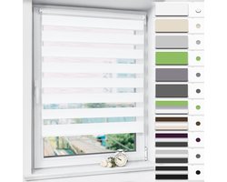 Dubbele Rolgordijn Zonder Boren - Klemmfix - Groen/Grijs/Wit - 40 x 150 cm