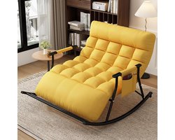 Dubbele Schommelstoel - Loungestoel Relaxfauteuil - Buiten Ontspannen - Verstelbare Rugleuning - 95 x 114 x 56 cm - Geel Zwart