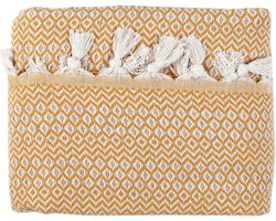 Dubbele sprei goud-geel, katoen, bankovertrek, knuffelige tv-deken, bankdeken, fauteuildeken, omkeerbare deken, bedsprei, bankhoes, zomerdeken, picknickdeken, 200 x 230 cm