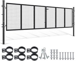 Dubbele Tuinpoort - Dubbele Vleugels - Oprit Afsluiten - Dubbele Corrosiebescherming - 350 x 100 cm - Antraciet