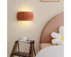 Dubbele wandlamp - Moderne wandlamp - Oranje harslampenkap - In hoogte verstelbaar - Geschikt voor woonkamers, slaapkamers, gangen, enz. - Warm licht