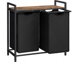 Dubbele Wasbox met MDF Blad - 92L - Landelijk Bruin & Zwart