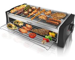 Dubbellaags elektrische tafelgrill voor 4-6 personen - 2000 W met temperatuurregeling