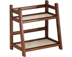 Dubbellaags Opbergrek voor Mokken en Kopjes - Tafelblad Organizer in Rotan Stijl