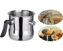 Dubbellaags roestvrijstalen waterbad van 1,2 liter – Geschikt voor melkverwarmings- en fluitfunctie; een handig huishoudelijk accessoire.