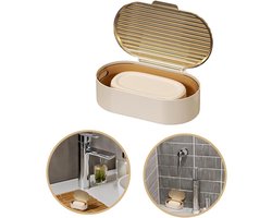 Dubbellaags Verwijderbare Zeepbak - Transparant Amber - Zeepbak Met Afvoer En Deksel - Zeepdoos - Zeephouder - Zeepdoos Voor Keuken - Badkamer - Douche