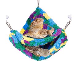 Dubbellaagse reptielen hangmat - baardagaam hagedis hangmat - gekko hangmat - Reptielen Hangmat – Hamster Hangmat - geschikt voor leguanen, gekko's, kameleon - met sterke zuignappen en haken - 32cm