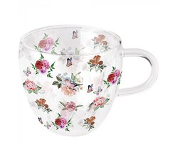 dubbelwandig theeglas - Ambiente - Charlotte - bloemen - vlinders - moederdag - borosilicaat glas