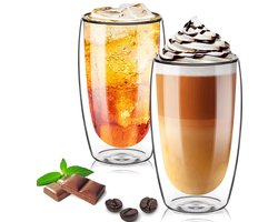 Dubbelwandige glazen beker - thermisch geïsoleerd - set van 2 - borosilicaatglas