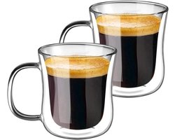 Dubbelwandige Glazen Bekers voor Espresso en Thee - Set van 2 - Borosilicaat Glas - 120 ml