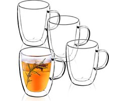 Dubbelwandige latte macchiato-glazen, koffieglas, theeglazen - mokkakopjes , Koffiekopjes , espressokopjes - kopjes - Cappuccino kopjes 4 x 330ml