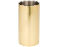 Dubbelwandige RVS Wijnkoeler Goud – Extra Hoog (Ø 12 × 20 cm) – Isolerende Champagne- & Wijnkoeler voor Flessen Ø 9–10 cm