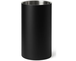 Dubbelwandige RVS Wijnkoeler Zwart – Extra Hoog (Ø 12 × 20 cm) – Isolerende Champagne- & Wijnkoeler voor Flessen Ø 9–10 cm