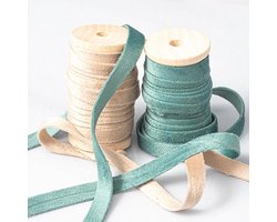 Dubbelzijdig fluwelen cadeau lint, decoratief lint voor bruiloften, kerst en knutselen, crème kleur, 1 rol van 11,8 x 8,6 cm