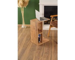 Dubbelzijdig gebruik - Bijzettafel met planken - Banktafel - Sofa bijzettafel - C-tafel - Nesttafels - Serveerbladtafel - Pijnboom - 64x29x44 cm