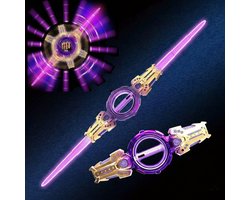 Dubbelzijdig Lightsaber met Geluid - Uitschuifbaar Laserzwaard voor Kinderen & Cosplay - 108cm - Kinderspeelgoed - 7 kleuren lichtzwaard met geluidseffecten - Type-C Oplaadbaar - Smooth Swing - Zintuiglijk Speelgoed - Paars - Gekleurd Wars Festival