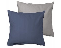 Dubbelzijdig Satijnen Kussensloop 40x40cm Marineblauw/Zilver