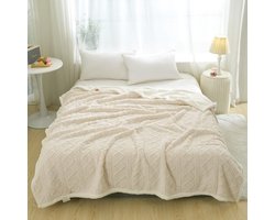 Dubbelzijdige Sherpa Fleece Deken – Super Zacht en Warm voor Bed en Bank (Grijs Geruit, 150 × 180 cm)