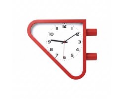 Dubbelzijdige Wandklok | Driehoekige Retro Hoekklok | Stationsklok Design Rood Scharlaken