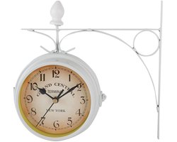 Dubbelzijdige Wandklok - Vintage Retro Treinstation Klok - Metalen Decoratie - Stil en Transparant