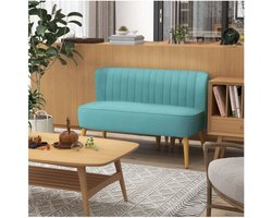 Dubbelzitsbank in Groene Linnenlook, Met Houten Poten, Draagvermogen tot 150 kg, 117 x 56,5 x 77 cm