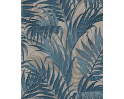 Duch Wallcoverings - Grace Tropical palm leaf petrol/beige - vliesbehang - 10m x 53cm - GR322108
