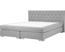 DUCHESS - Boxspring - Lichtgrijs - 180 x 200 cm - Polyester