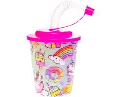 Duckiez 3D Beker Met Rietje En Deksel Eenhoorn - 12 stuks