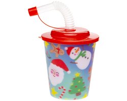 Duckiez 3D Beker Met Rietje En Deksel Kerstmis - 12 stuks
