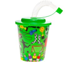 Duckiez 3D Beker Met Rietje En Deksel Voetbal - 12 stuks