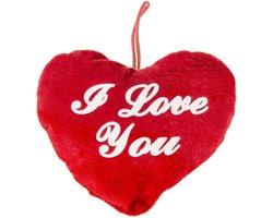 Duckiez Hart kussen - rood - I Love You - 13 cm - pluche - Valentijn cadeau - hartjeskussen - moederdag cadeau - knuffelhart